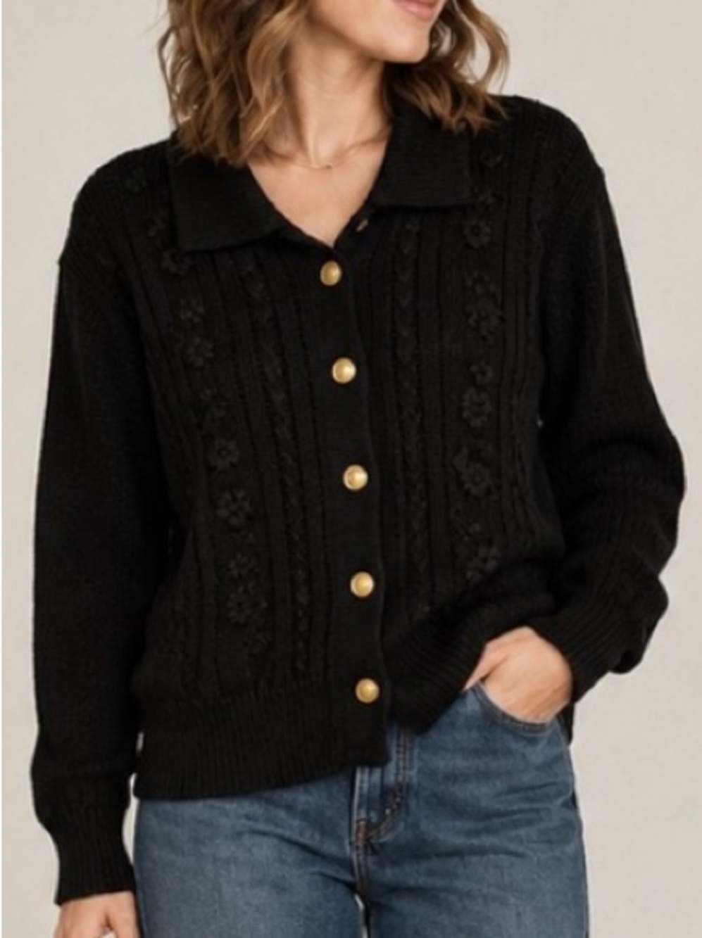 Vintage Bobbie Brooks Acrylic Cardigan Sweater‎